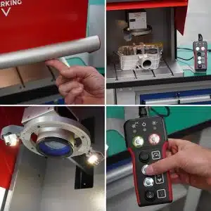 Macchina per la marcatura laser a fibra, ideale per applicazioni industriali che richiedono marcature rapide, precise e permanenti su una vasta gamma di materiali.